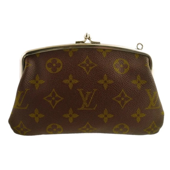 LOUIS VUITTON Vintage Kiss Lock Monogram Pouch Clutch Bag Kisslock RARE - Picture 3 of 15